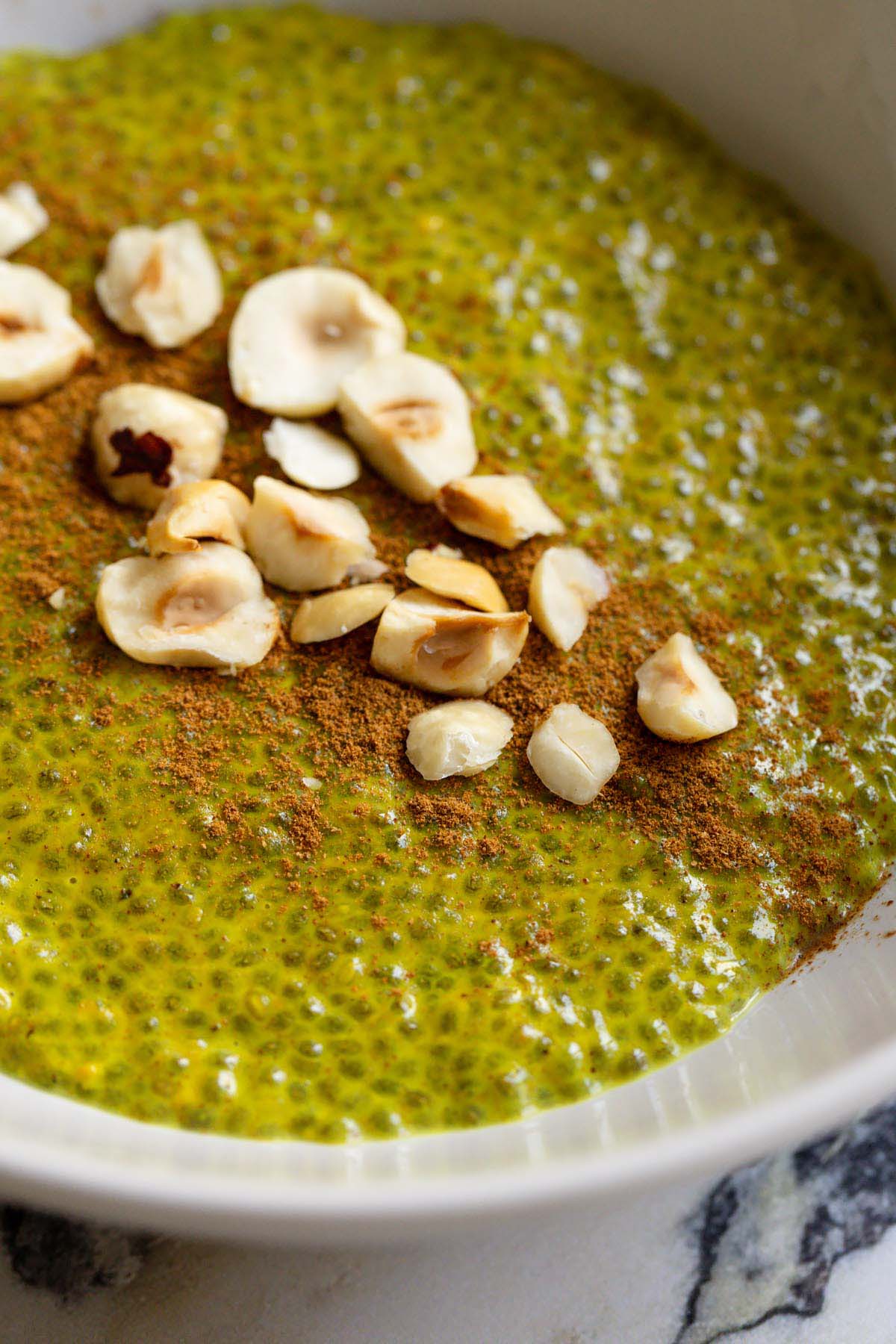 golden milk chia pudding up close