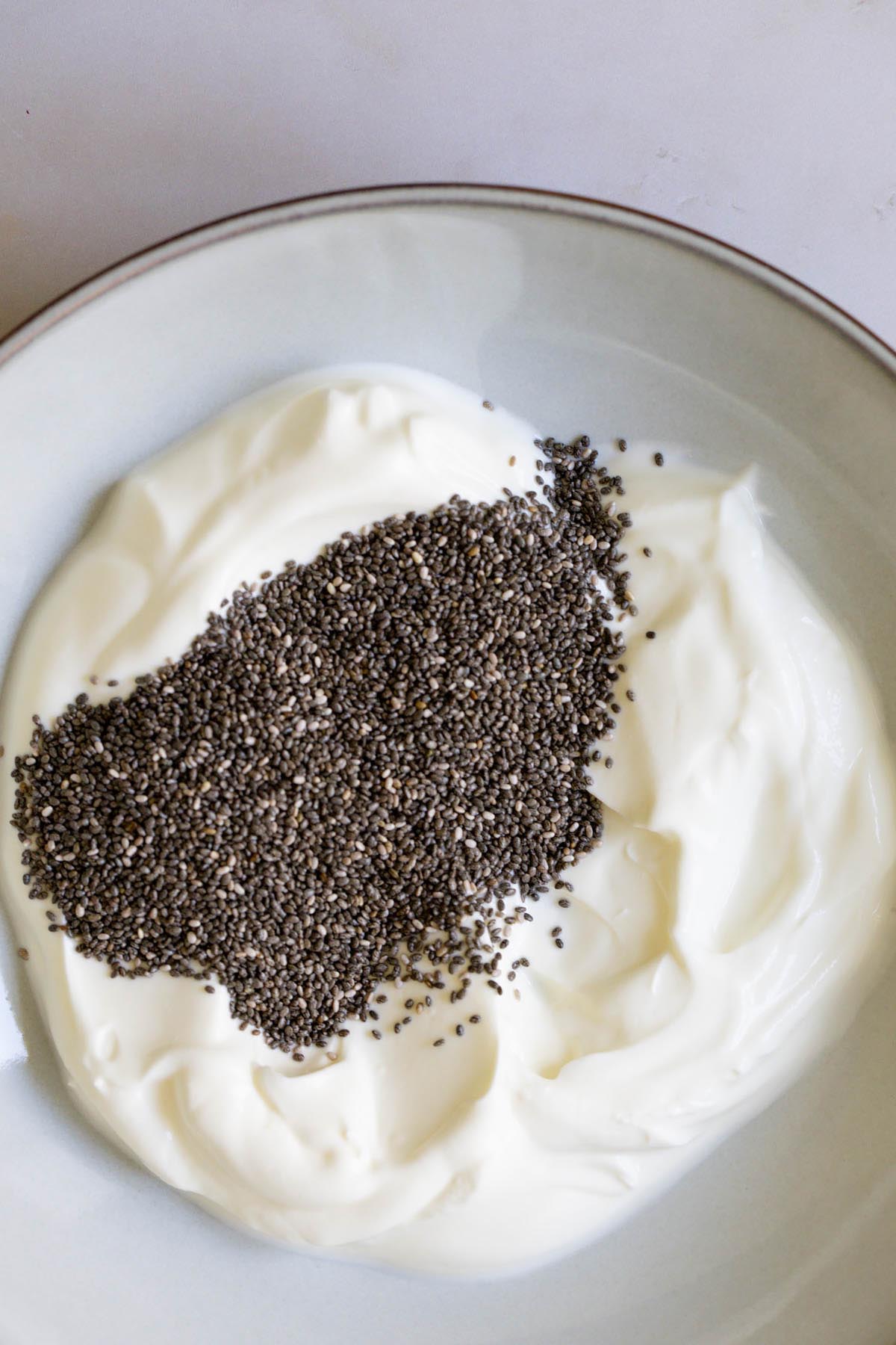 Adding chia seeds to yogurt