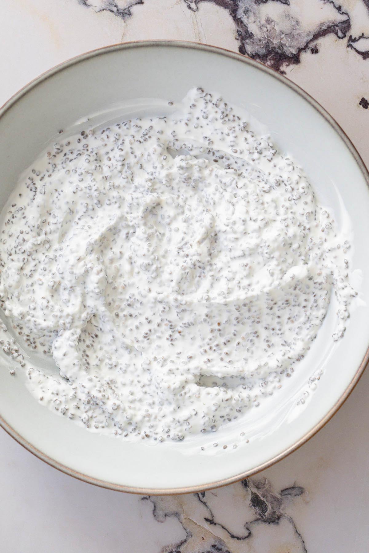 Yogurt chia pudding before being topped with berries