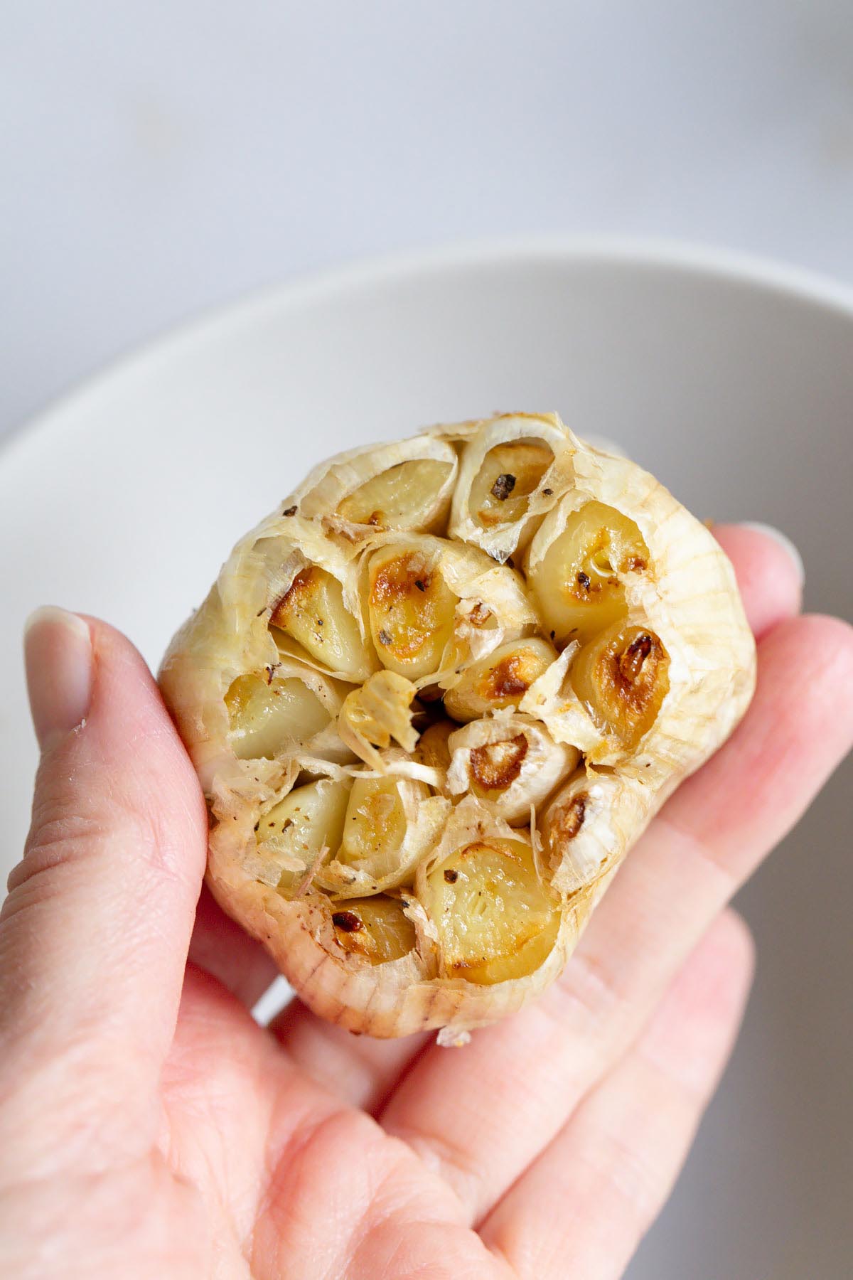 Holding air fryer roasted garlic