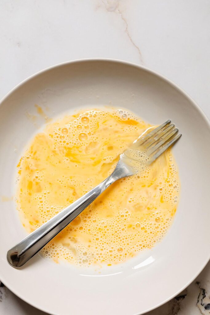 Egg mixture and milk mixed together