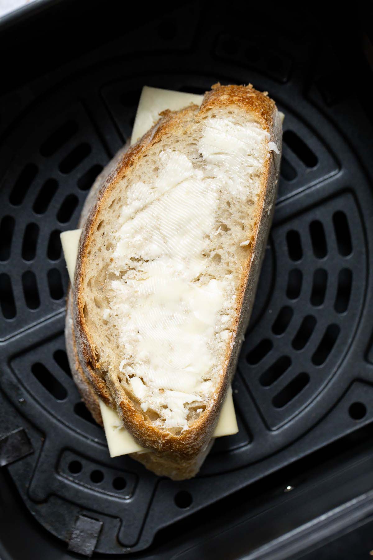 Uncooked air fryer grilled cheese