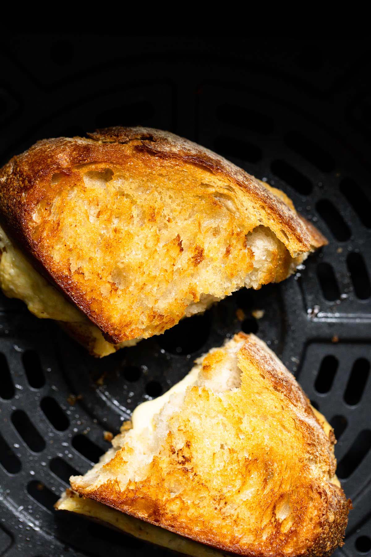 Grilled cheese in air fryer basket