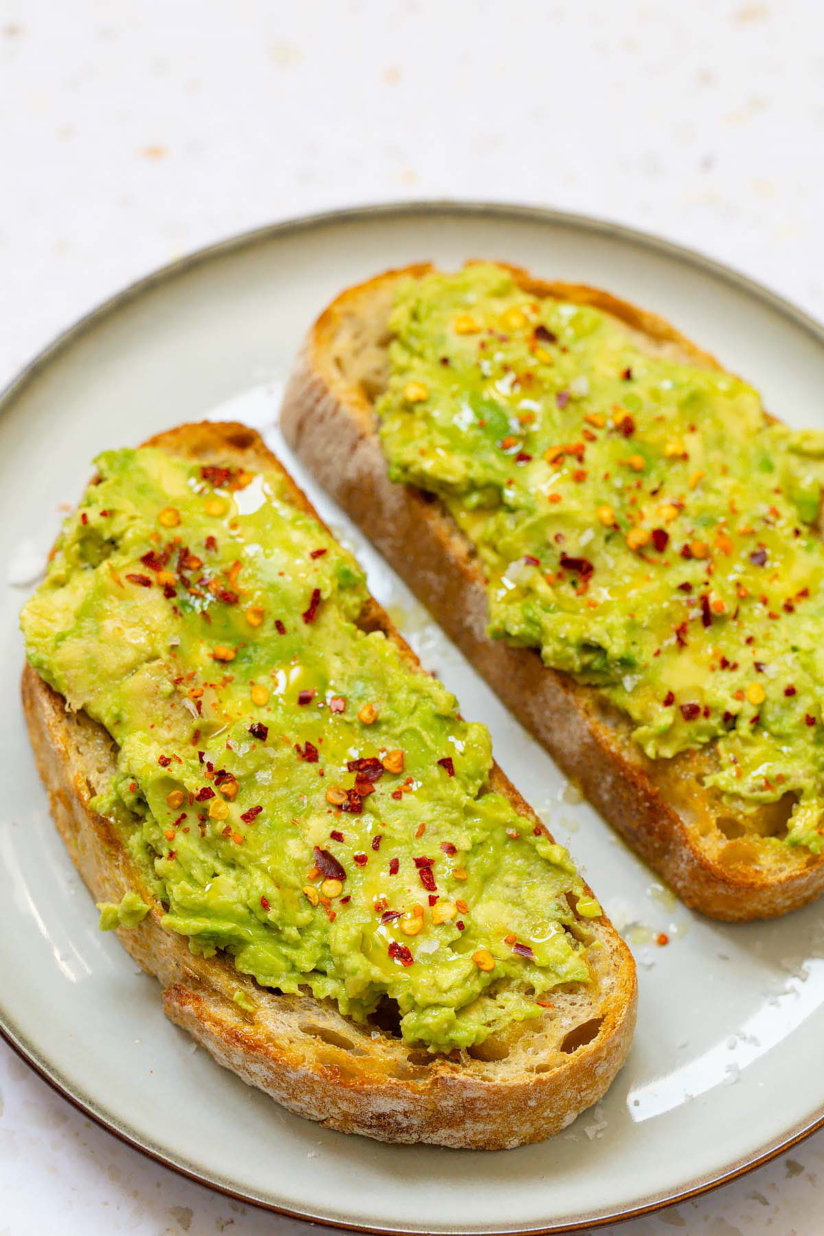 Air fryer avocado toast on a plate