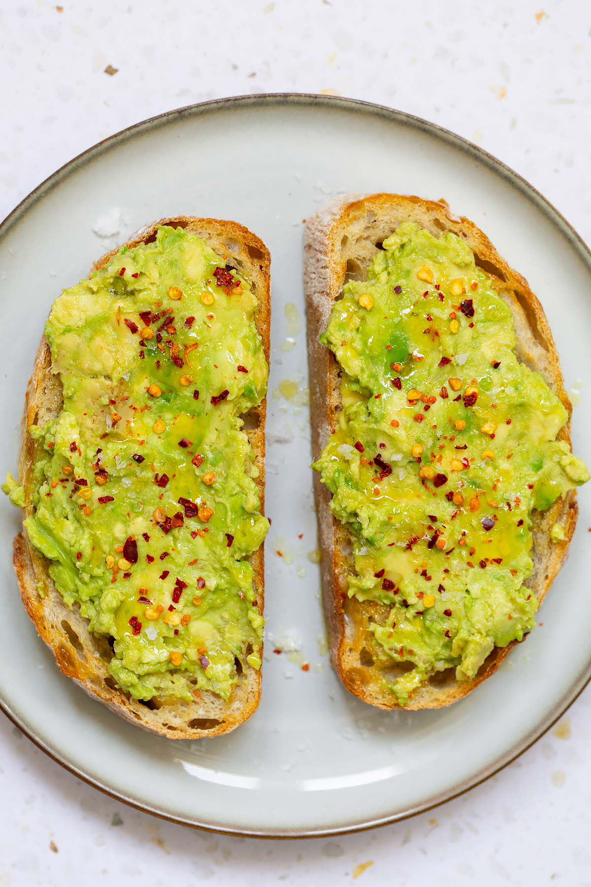 Air fryer avocado toast on a plate