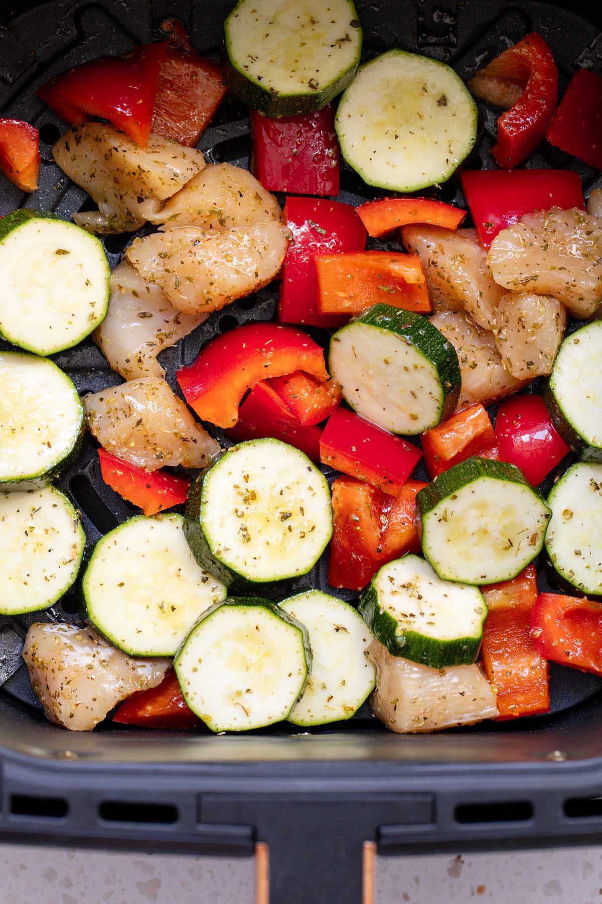 Chicken and vegetables in air fryer