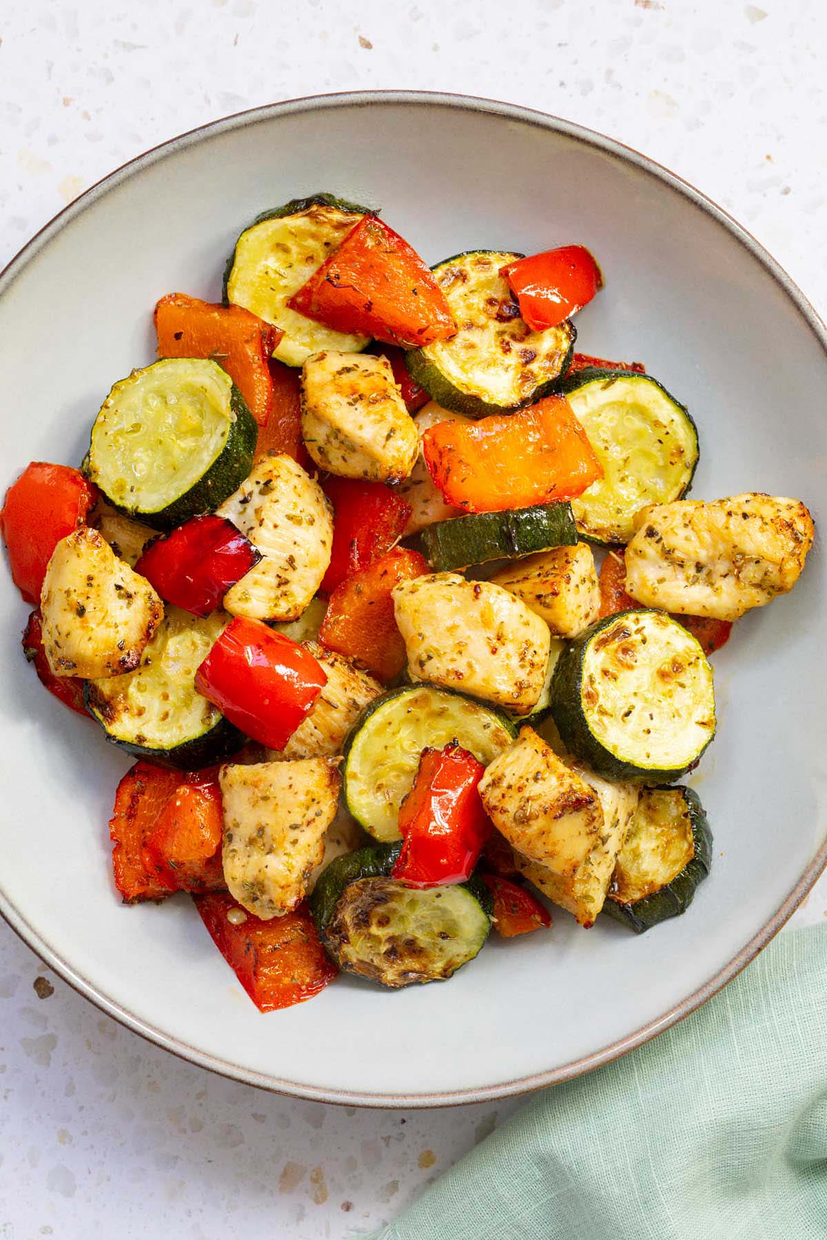 Air fryer chicken and vegetables on a plate
