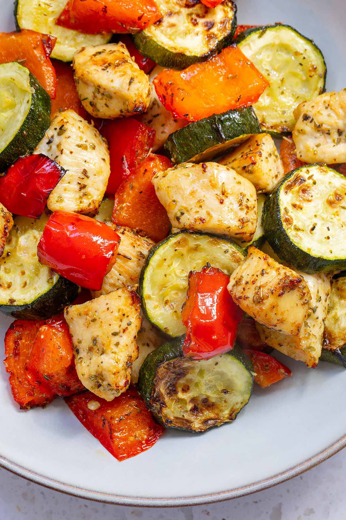 Air fryer chicken and vegetables on a plate