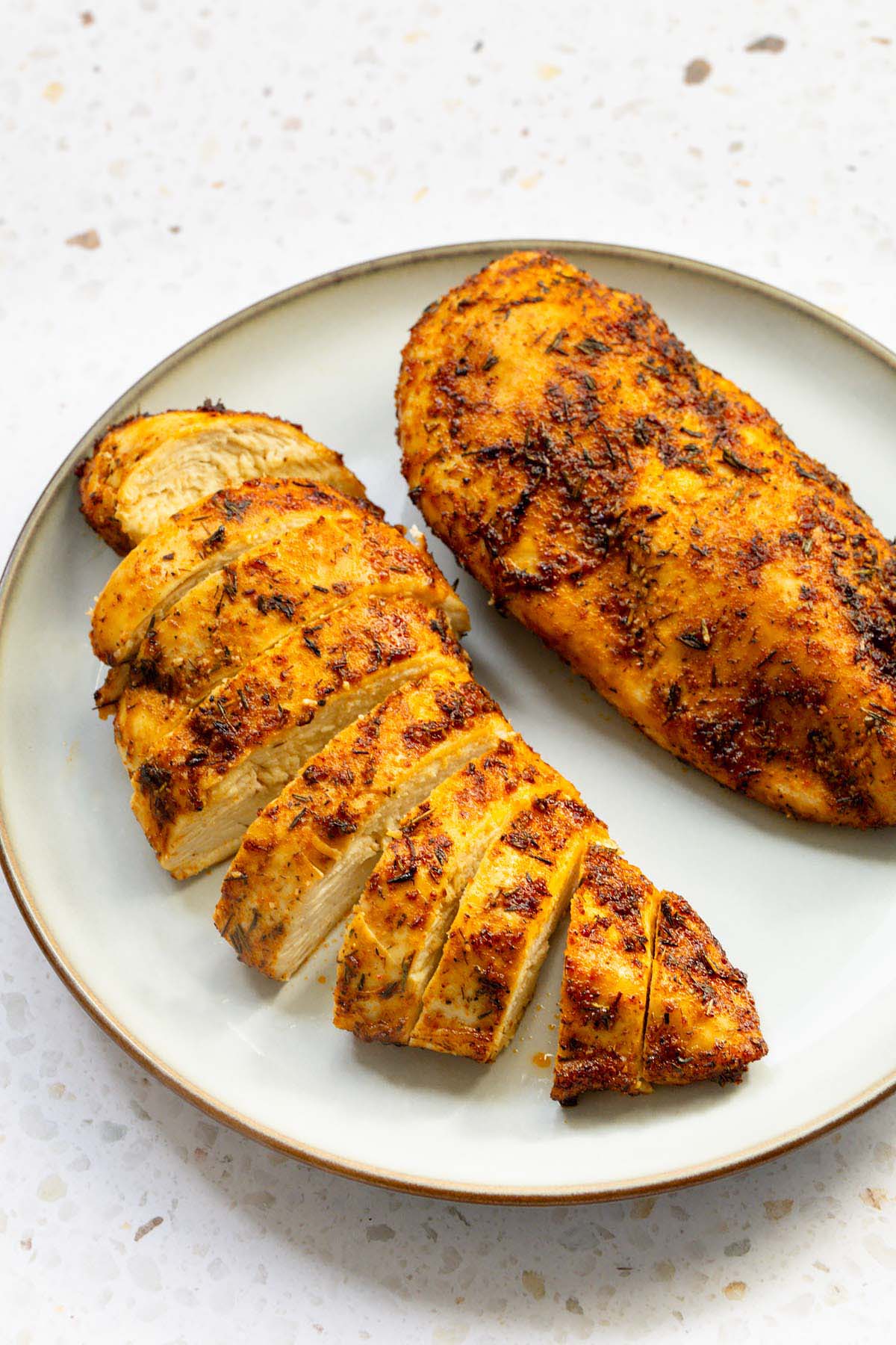 Air fryer chicken breast on a plate
