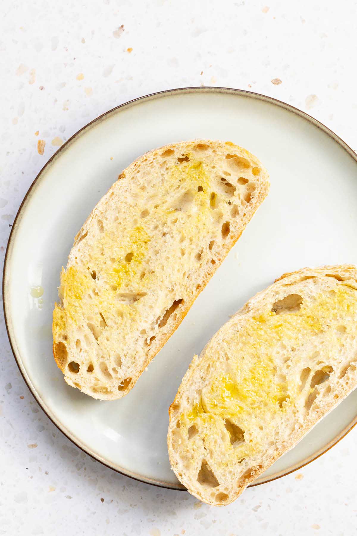 Bread with olive oil on it