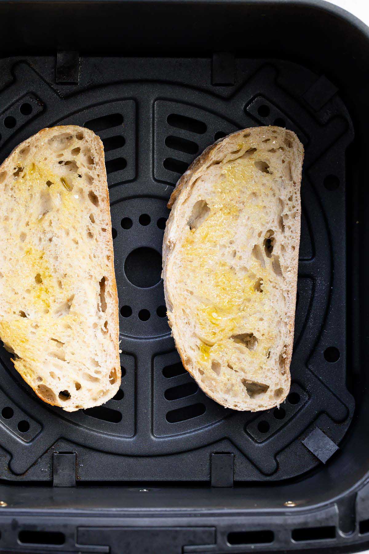 Uncooked bread in the air fryer