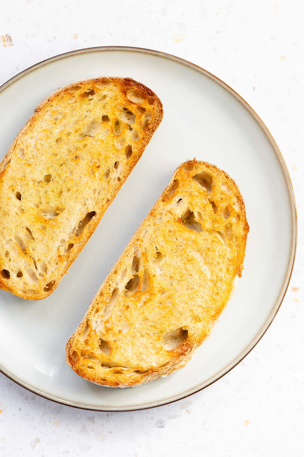 Toasted bread on a plate