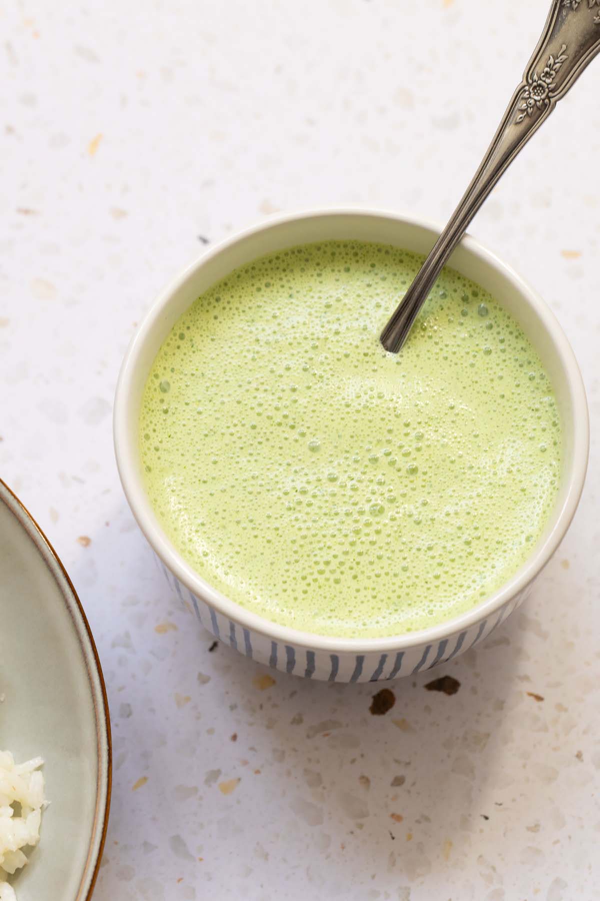 Yogurt mint sauce in a bowl