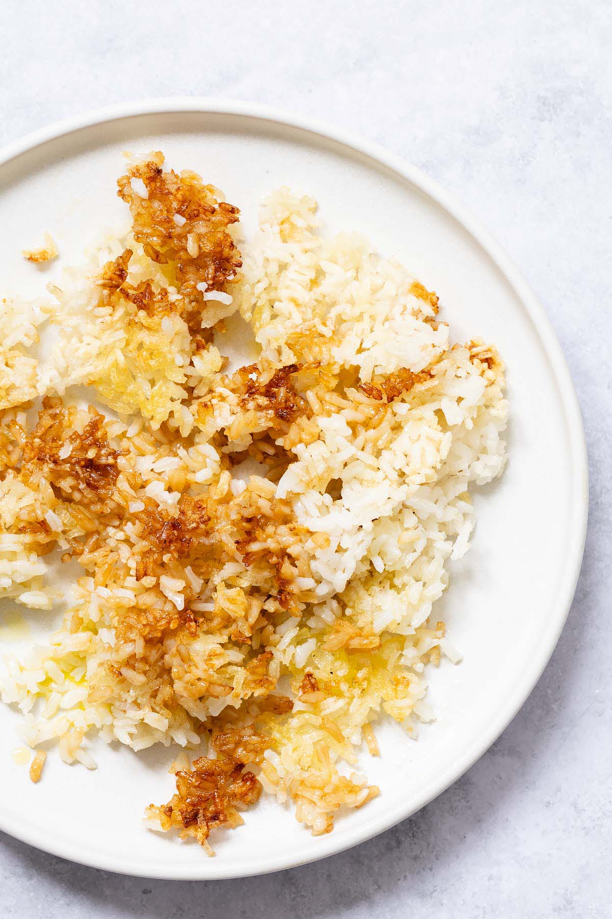 Air fried crispy rice on a plate