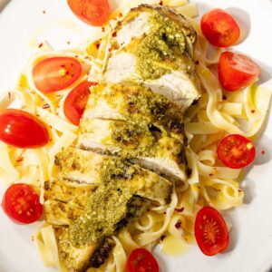 Air fryer pesto chicken