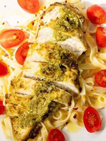 Air fryer pesto chicken