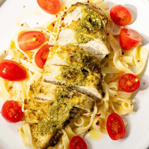 Air fryer pesto chicken