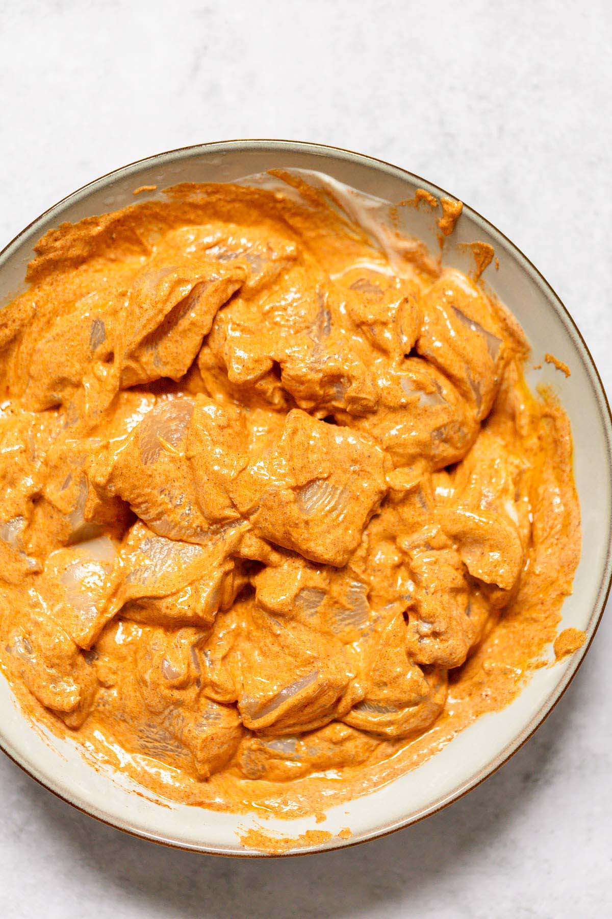 Chicken mixed in tandoori yogurt mixture