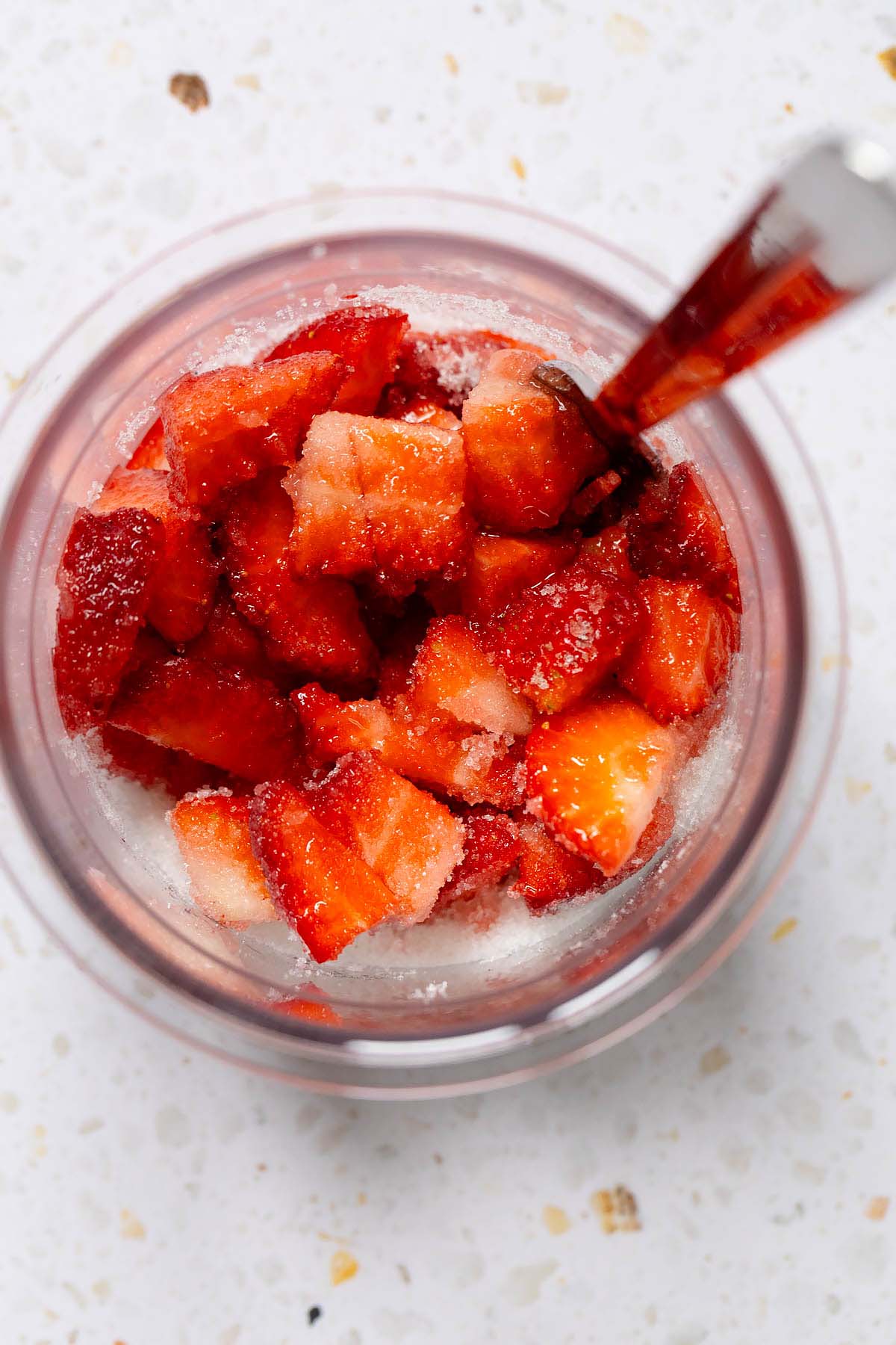 Diced strawberries with sugar