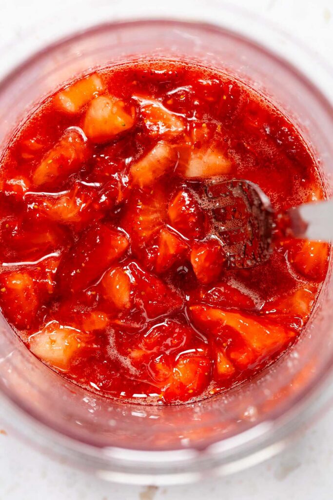 Mashed strawberries with sugar