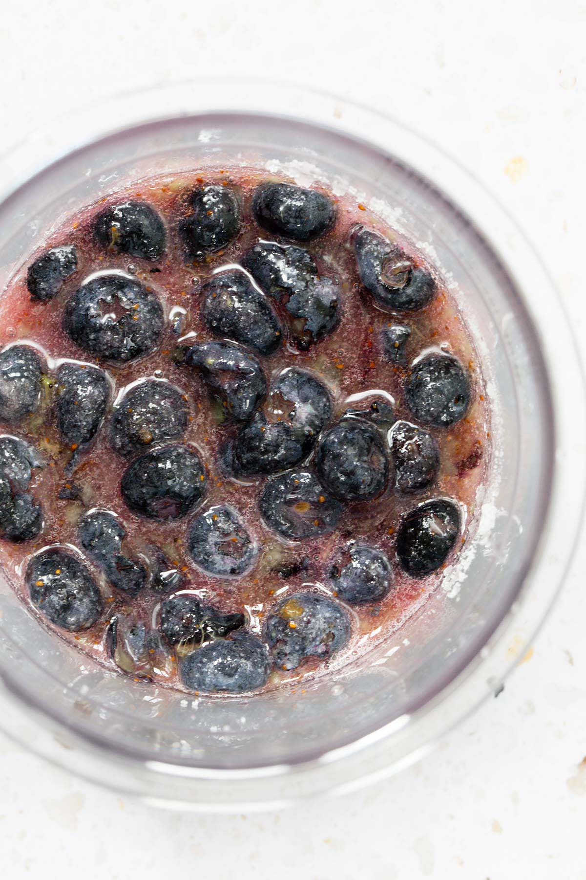 Blueberries and sugar mashed together