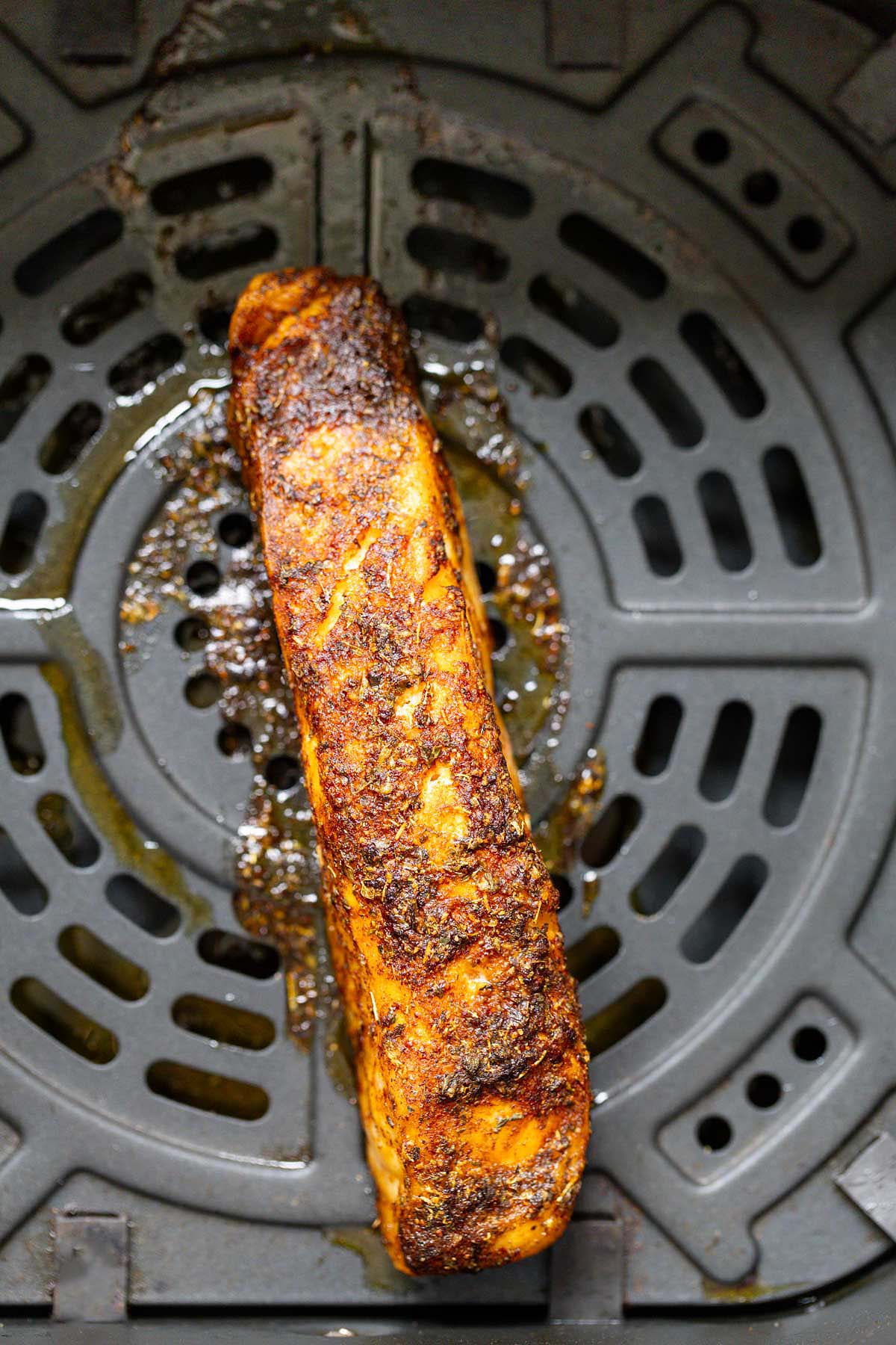 Salmon in air fryer basket