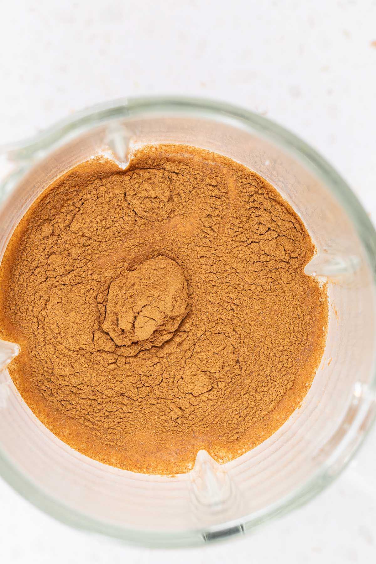 Cinnamon and other ingredients in blender
