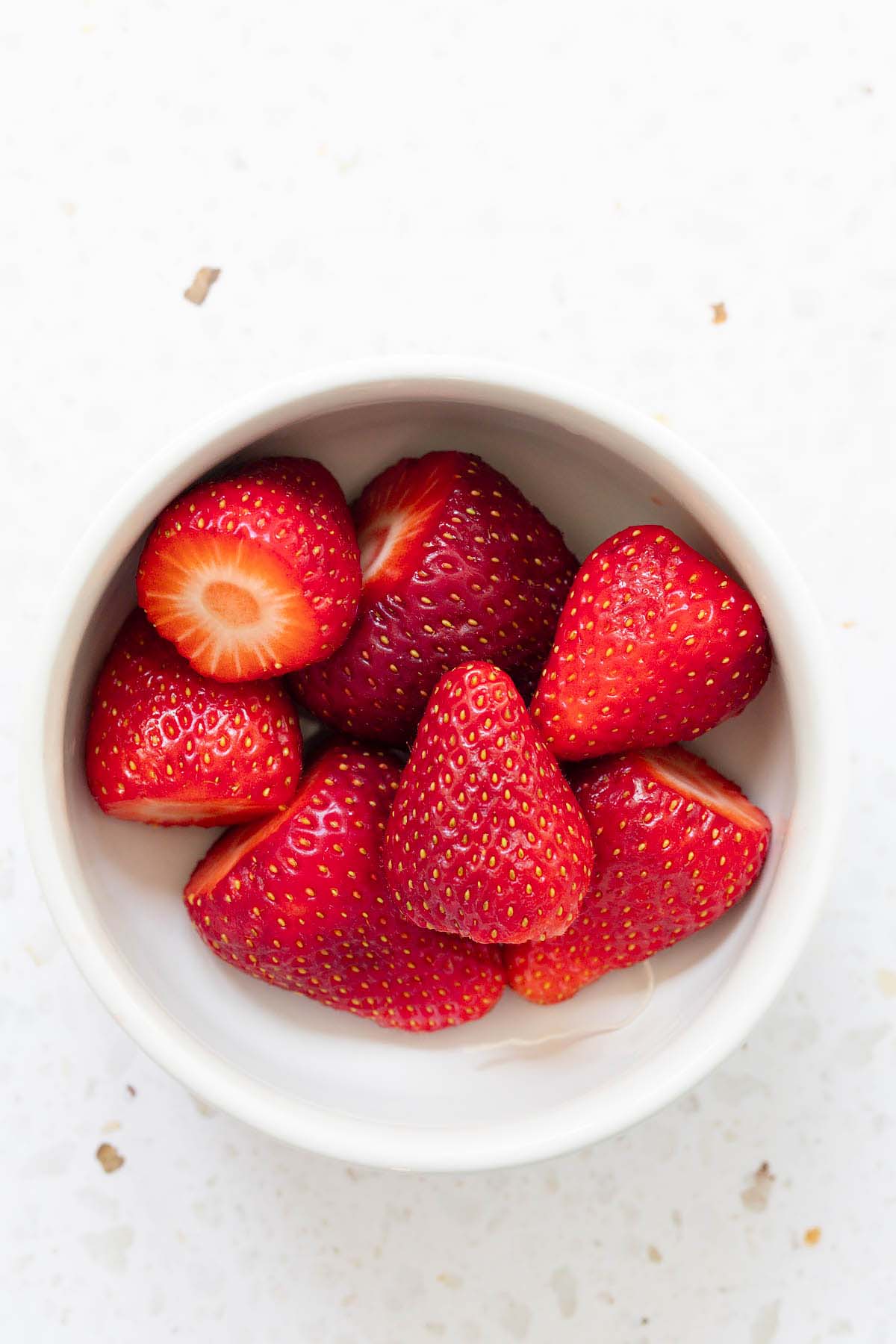 Cut strawberries in a small bowl