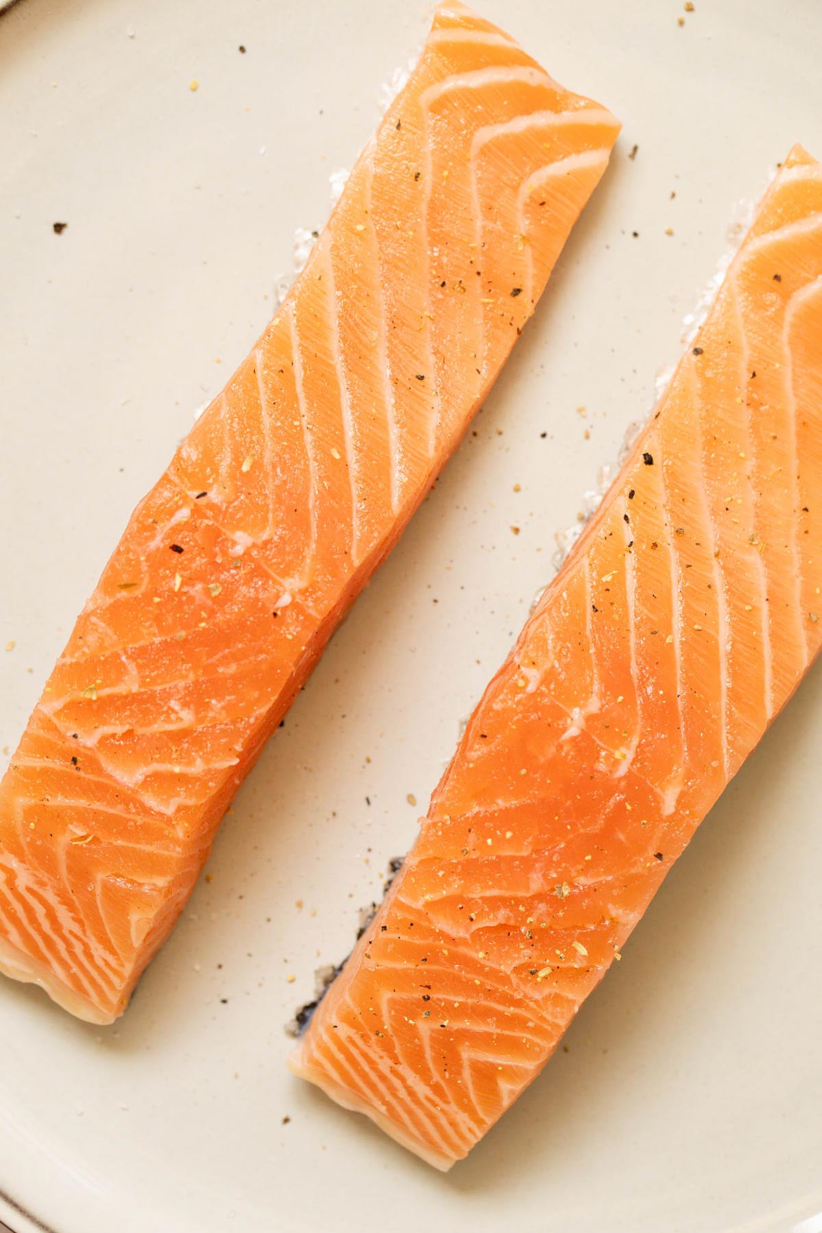 salmon fillets seasoned with salt and pepper