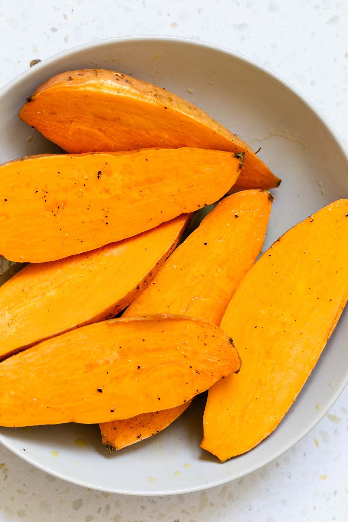 sweet potatoes sliced in half