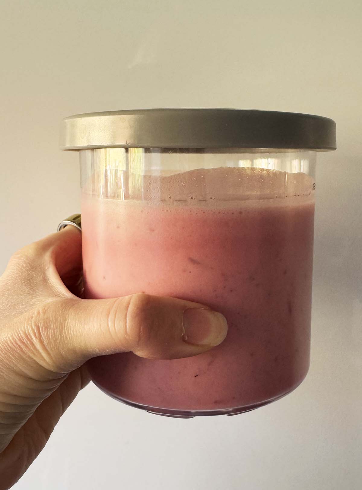 Cranberry mixture in Ninja Creami container