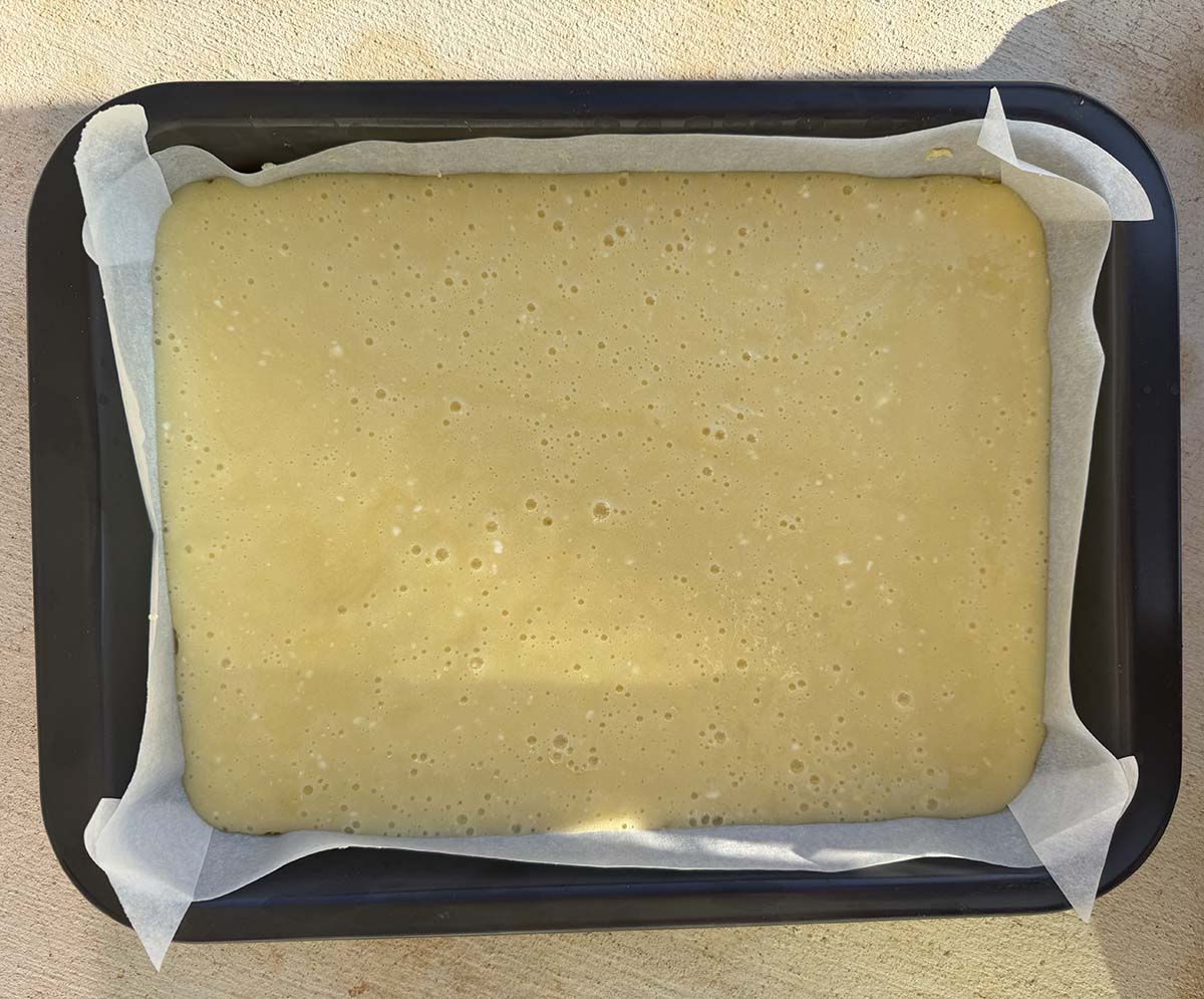 Chess bars about to be baked in the oven