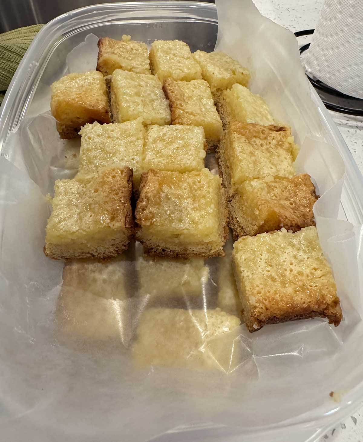 Storing lemon chess bars