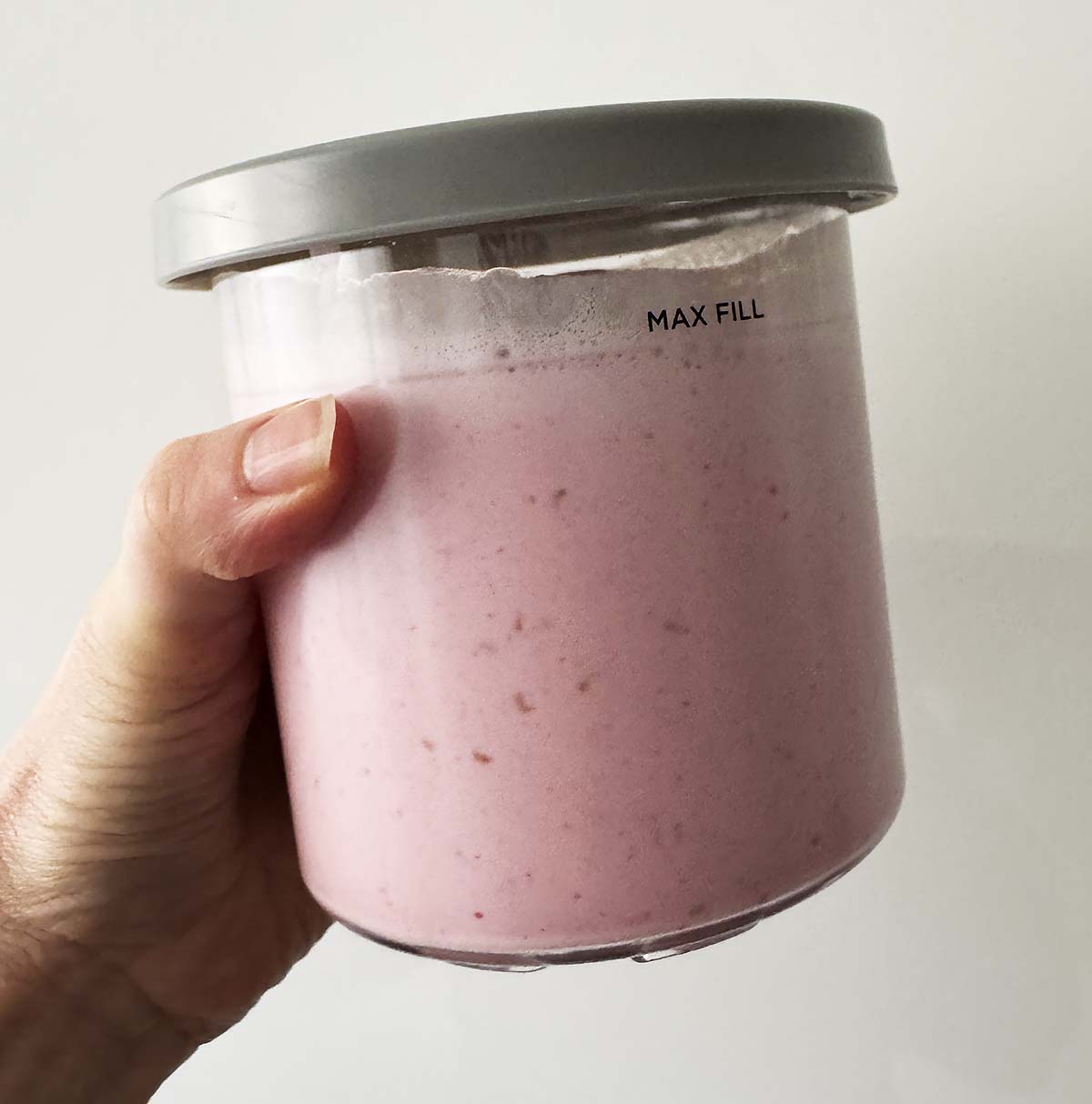 blended ice cream in ninja creami container