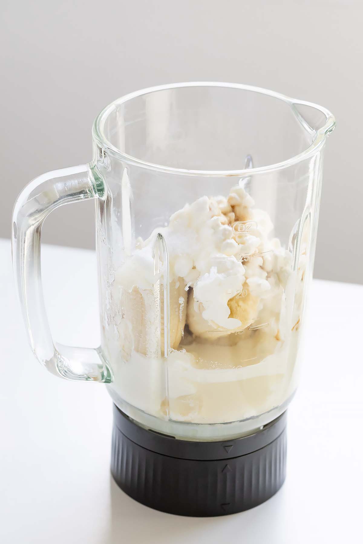 Ingredients for banana ice cream in blender