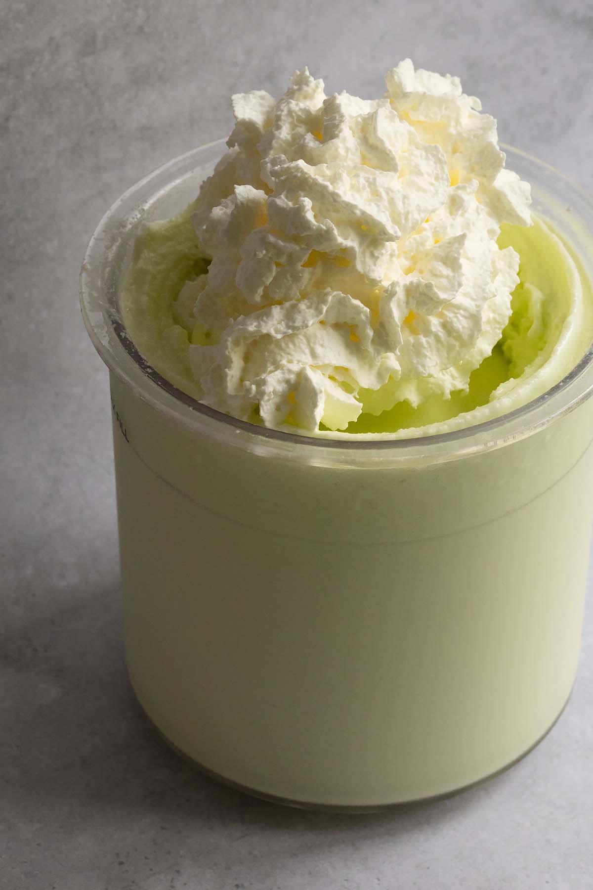 Ninja creami shamrock shake ice cream topped with whipped cream