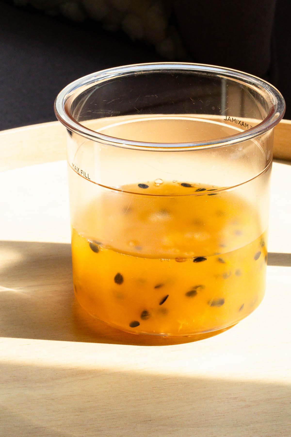 Passionfruit puree in Ninja Creami container