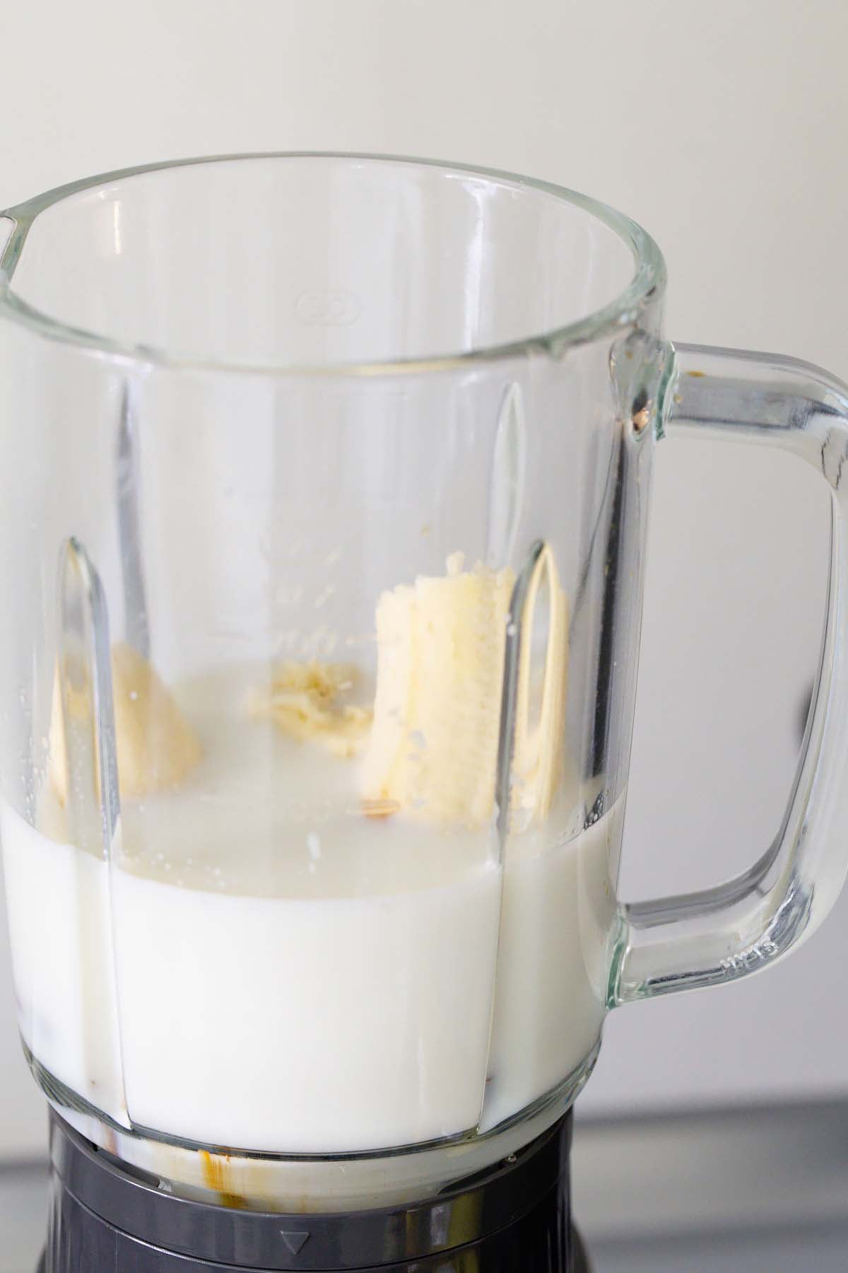 Ice cream ingredients in a blender