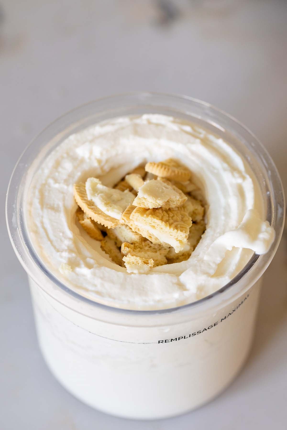 Adding Golden Oreos to ice cream