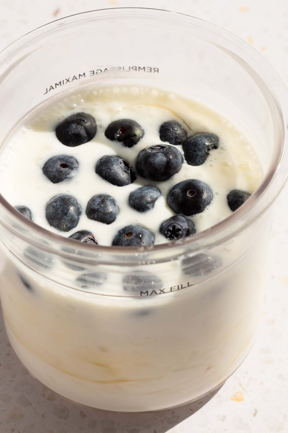 Adding blueberries to mixture