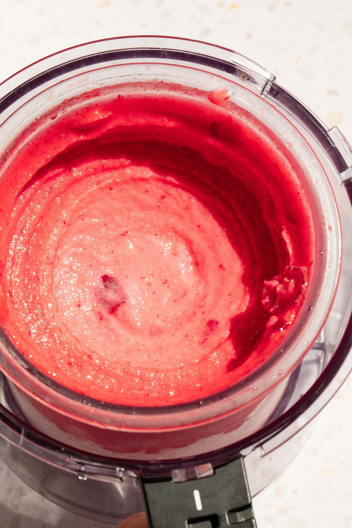 Processed cherry limeade sorbet in Ninja Creami container