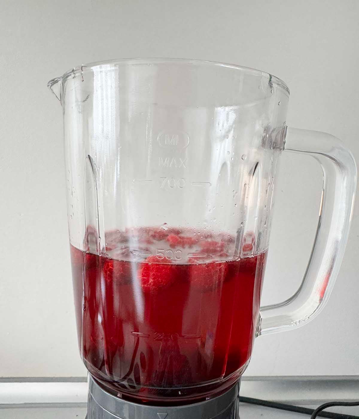 Sorbet ingredients in blender