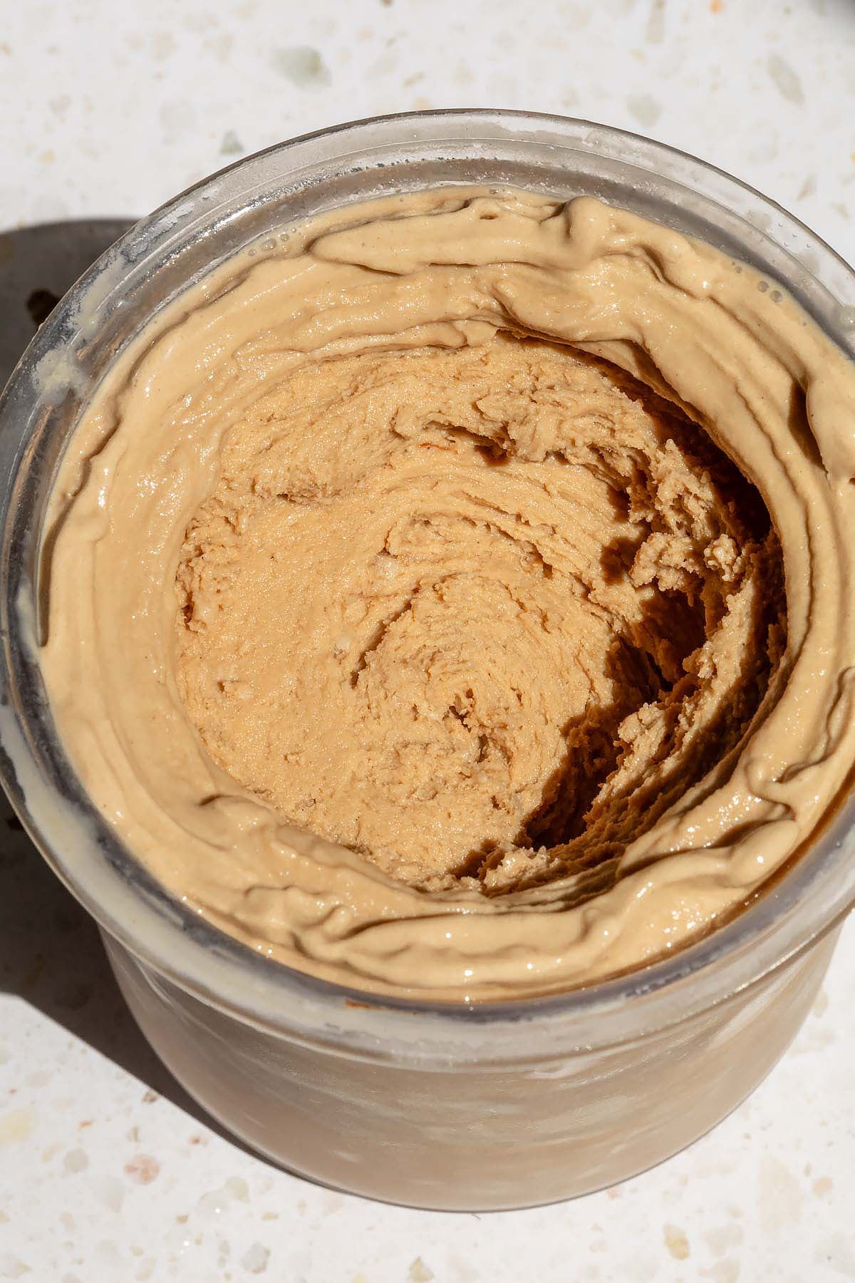 Processed chocolate yogurt in Ninja Creami pint