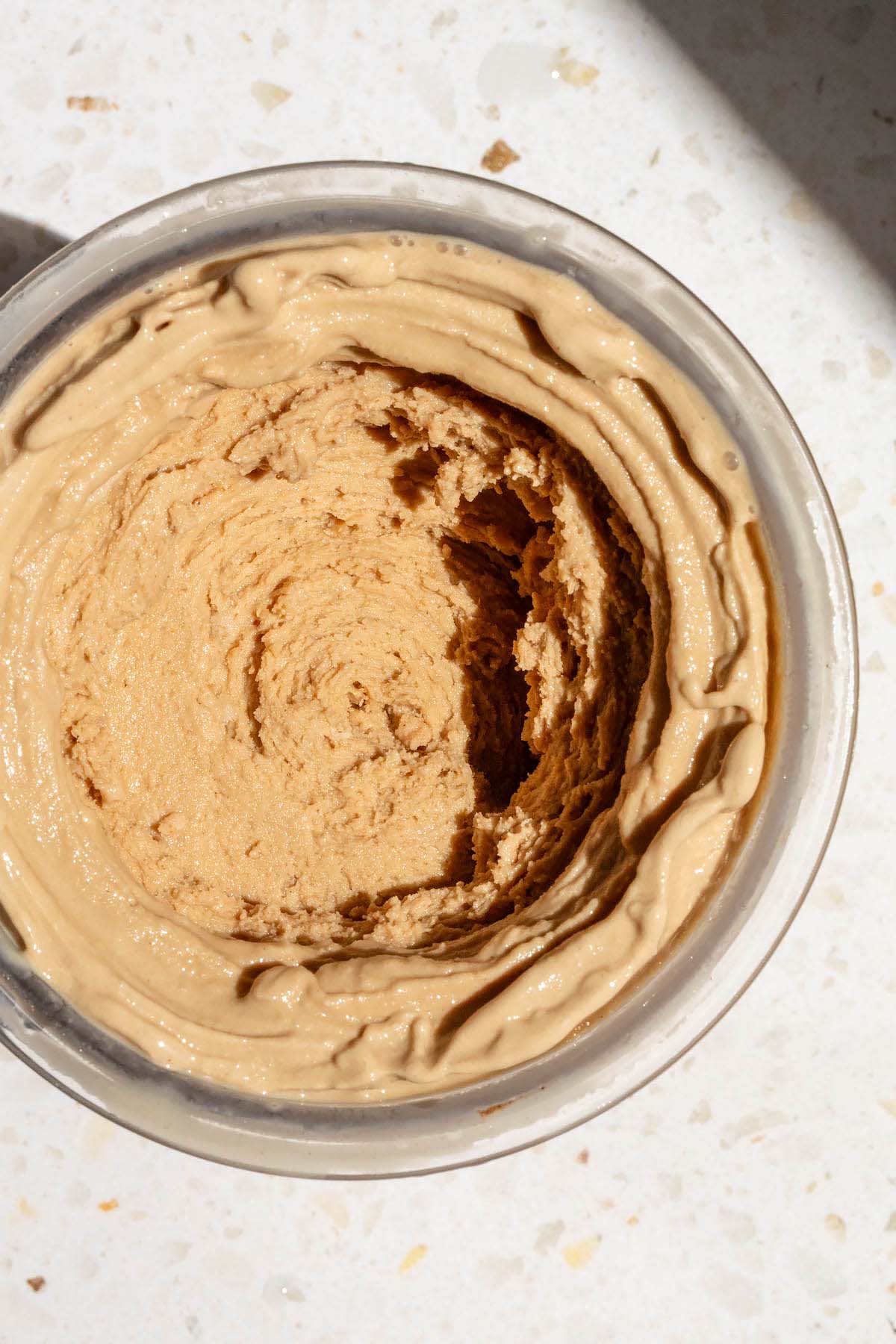 Processed chocolate yogurt in Ninja Creami pint