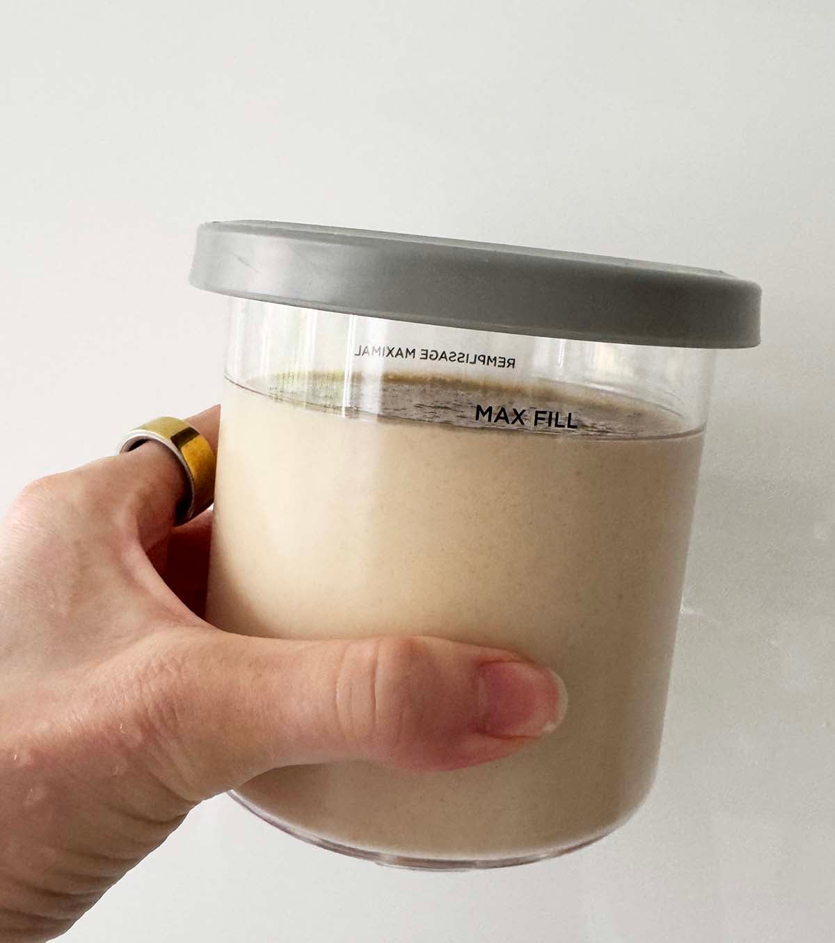 Peanut butter ice cream in Ninja Creami pint