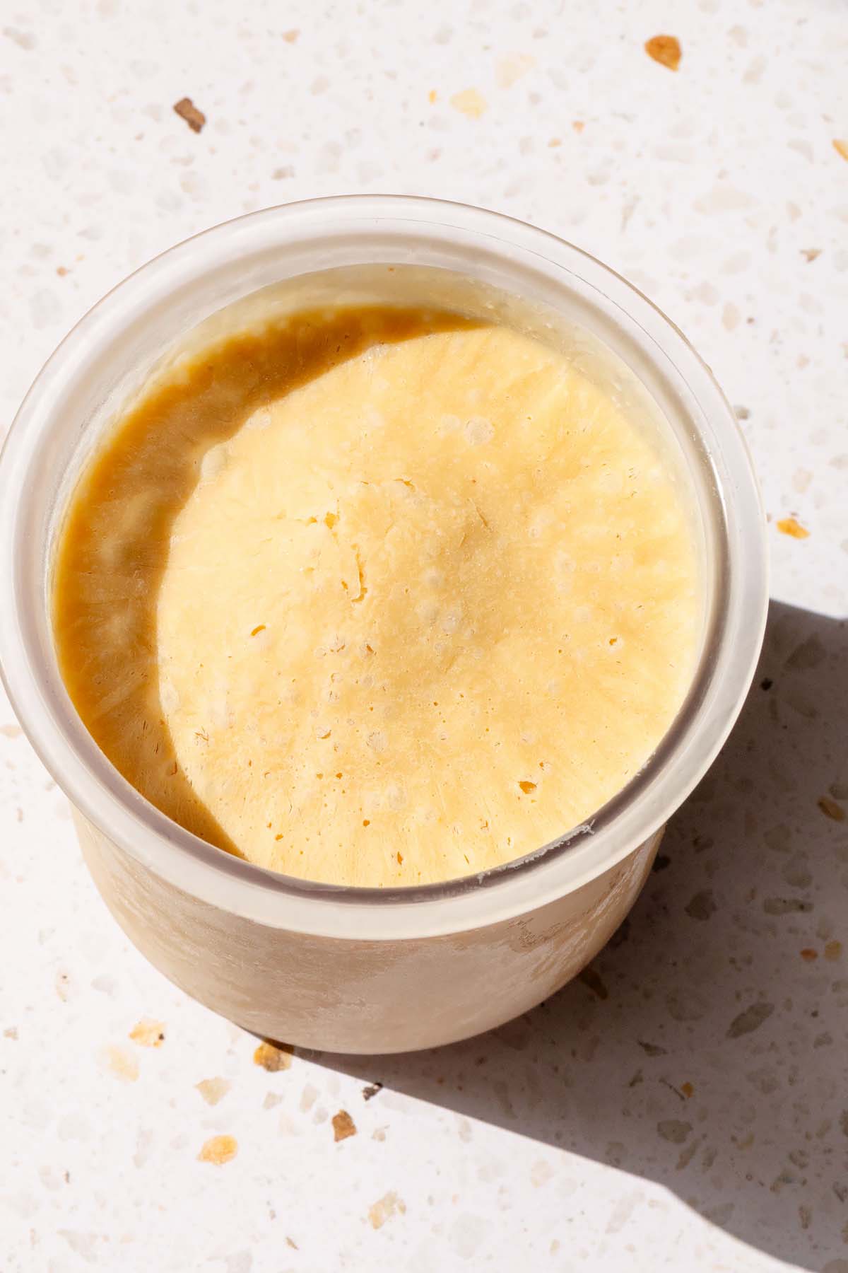 Frozen peanut butter ice cream in Ninja Creami pint