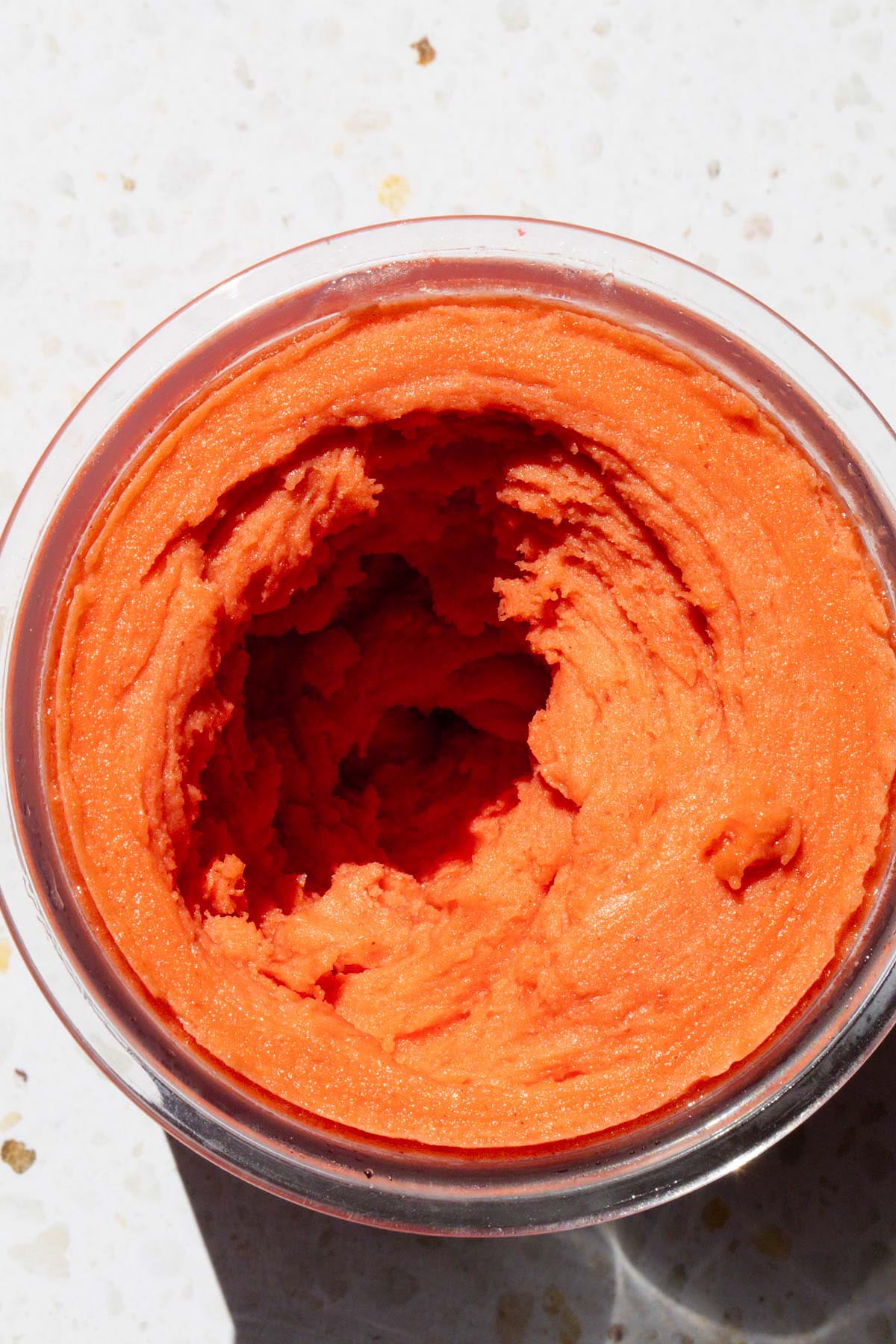 Processed Ninja Creami strawberry peach sorbet