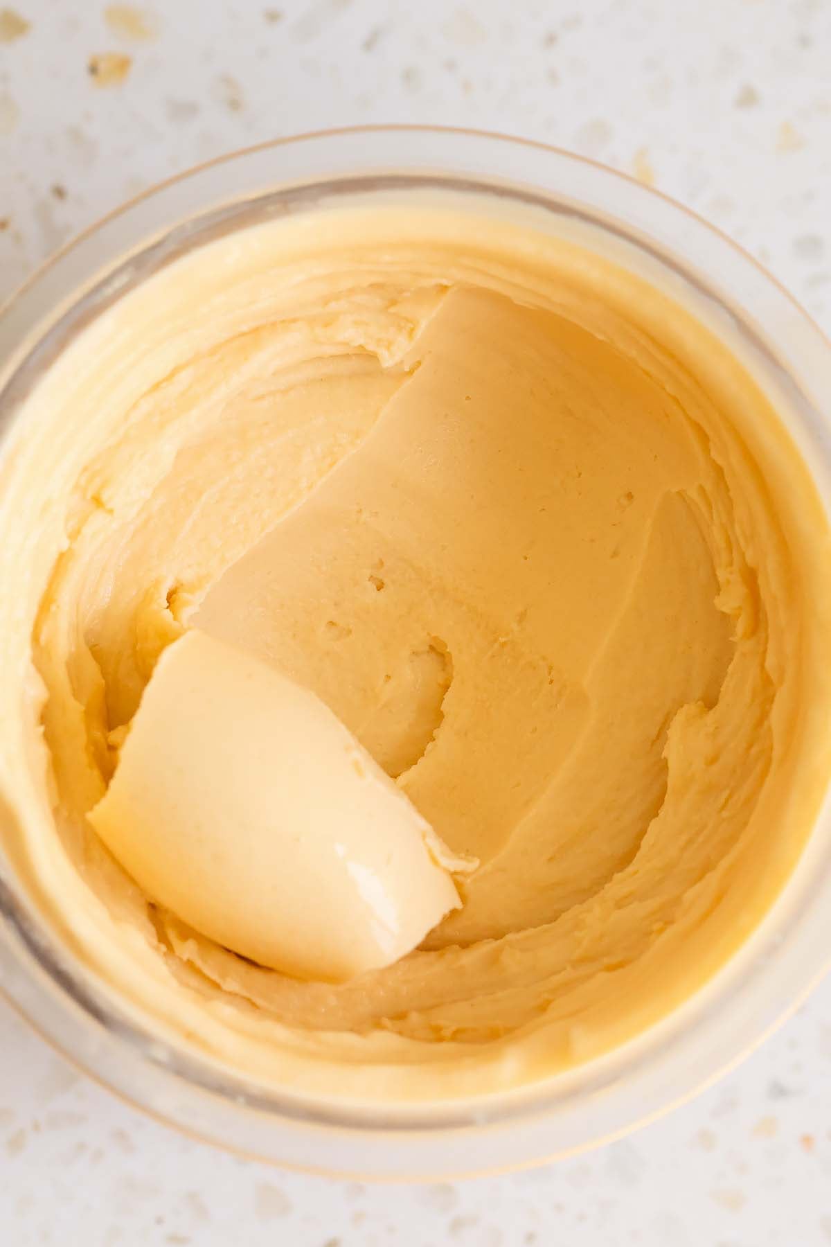 Ninja Creami butterscotch ice cream starting to be scooped out