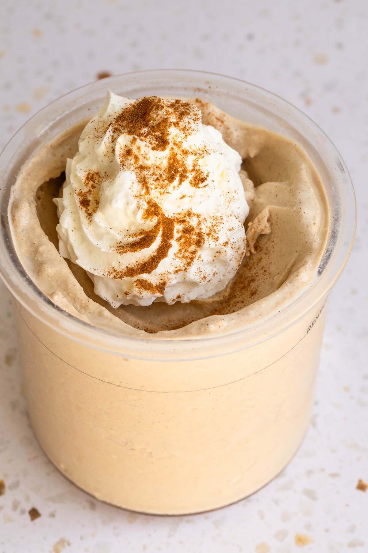 Ninja Creami gingerbread latte ice cream with whipped cream