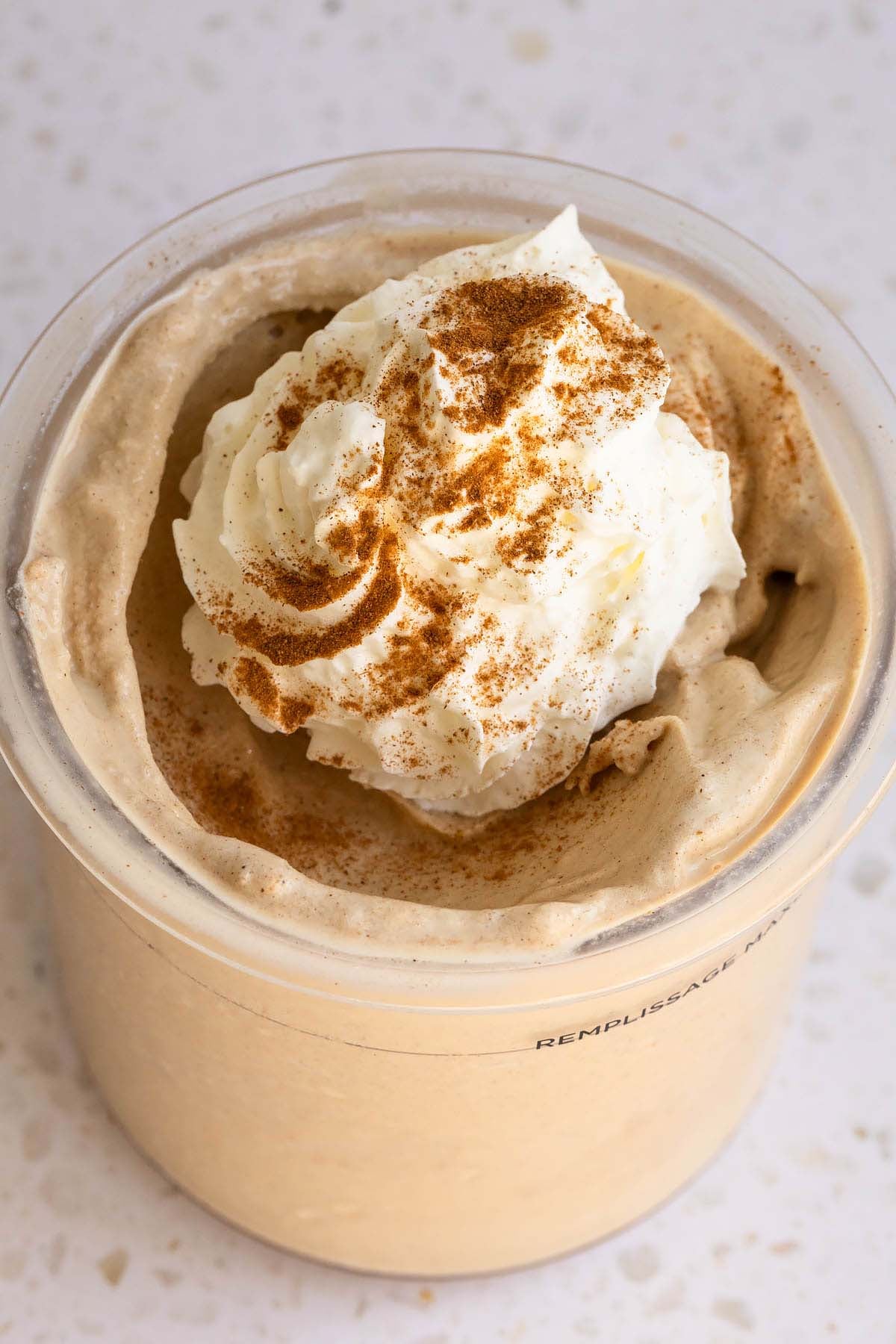 Ninja Creami gingerbread latte ice cream with whipped cream